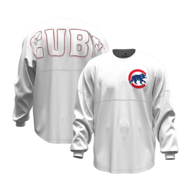 ファナティクス レディース トップス プルオーバー プルオーバー Women\u0027s Fanatics White Chicago Cubs Baseball Stitch Spirit Jersey Long Sleeve T-Shirt Cub White 白いこと