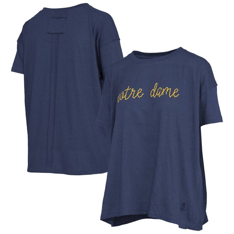 プレスボックス レディース トップス Tシャツ Women Pressbox Navy Notre Dame Fighting Irish Swirl Scriptwisted Team Color Stitched Oversized T-Shirt Ntd Navy ネイビー