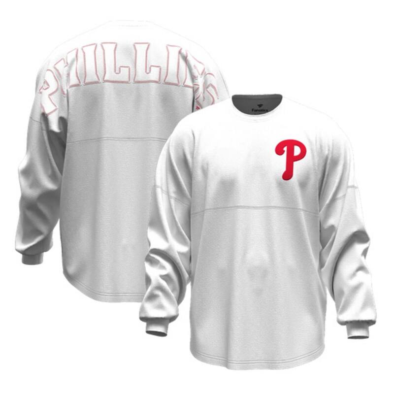 ファナティクス レディース トップス プルオーバー プルオーバー Women\u0027s Fanatics White Philadelphia Phillies Baseball Stitch Spirit Jersey Long Sleeve T-Shirt Phl White 白いこと