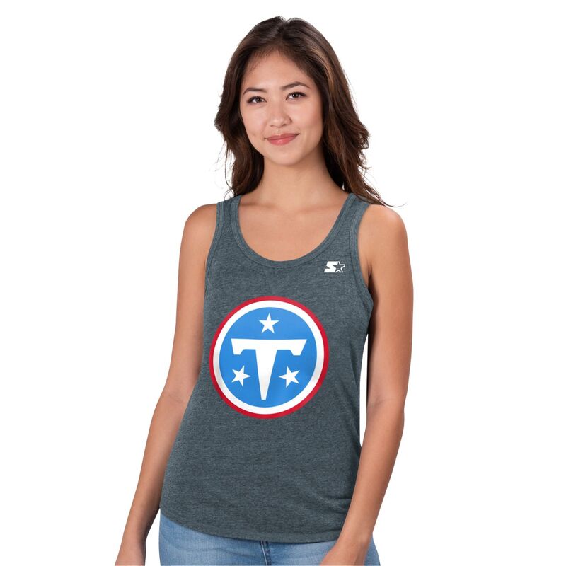 クランク レディース トップス プルオーバー Women\u0027starter Heather Gray Tennessee Titans Playoff Tri-Blend Tank Top Ttn Grey 薄墨色