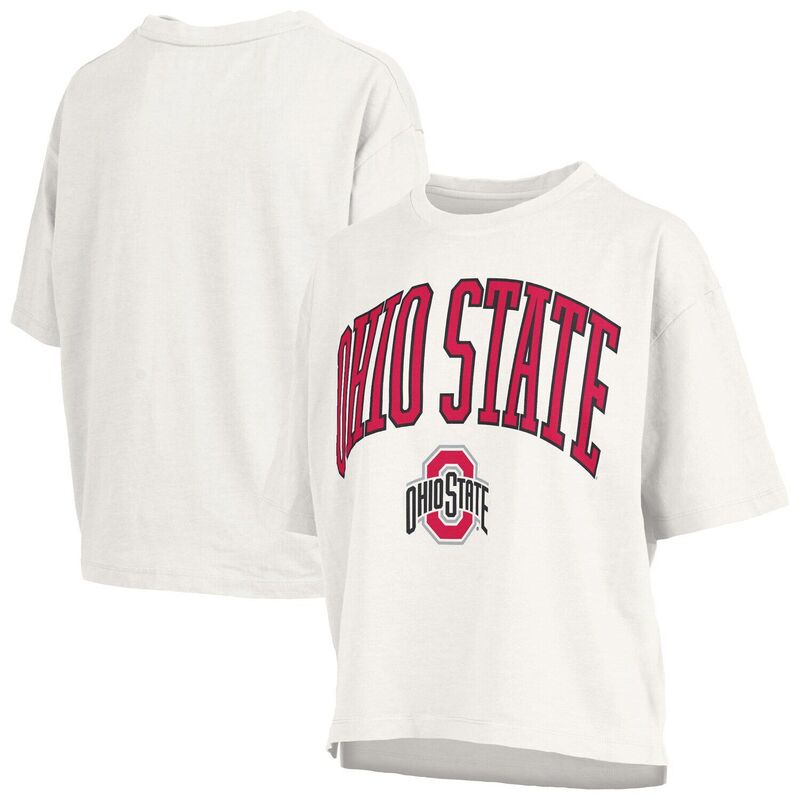 押し付けるボックス席 レディース トップス プルオーバー 足し加える大きさ Women\u0027s Pressbox White Ohio State Buckeyes Plusize Nelson Motley Crew Oversized Slub T-Shirt Osu White 白いこと