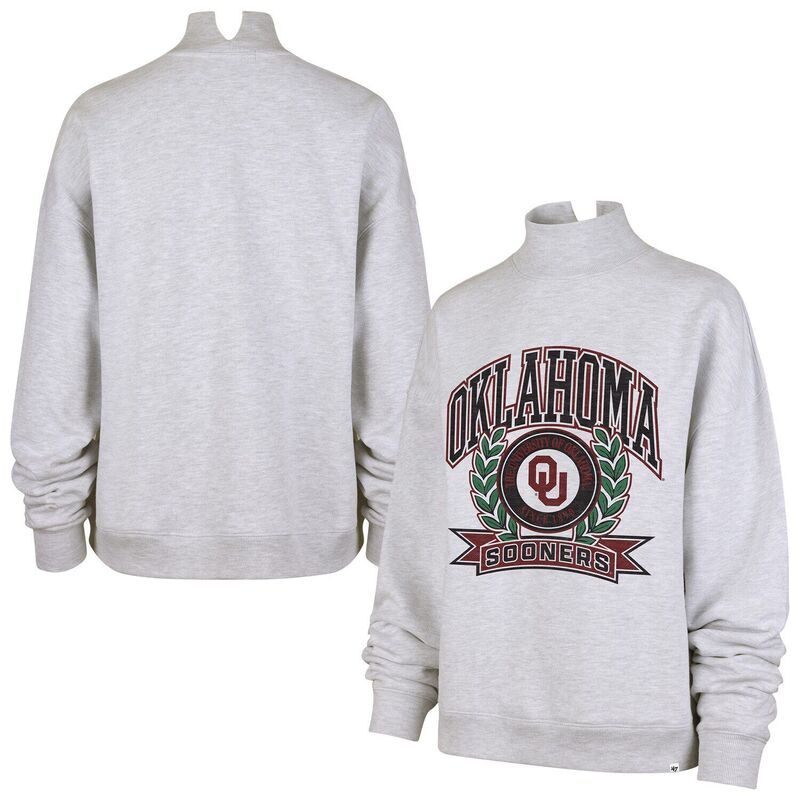 フォーティセブンブランド レディース トップス プルオーバー モックネック 汗水 47 Brand Women\u0027s \u002747 Gray Oklahoma Sooners Laurel Arch Mock Neck Sweatshirt Okl Grey 薄墨色