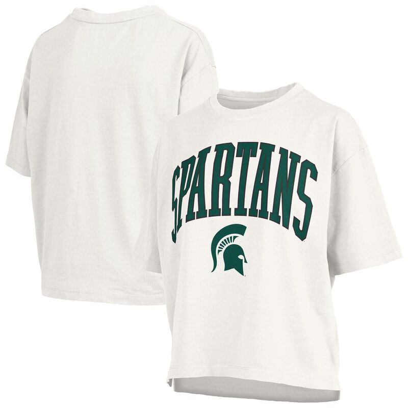 押し付けるボックス席 レディース トップス プルオーバー 足し加える大きさ Women\u0027s Pressbox White Michigan State Spartans Plusize Nelson Motley Crew Oversized Slub T-Shirt Msu White 白いこと