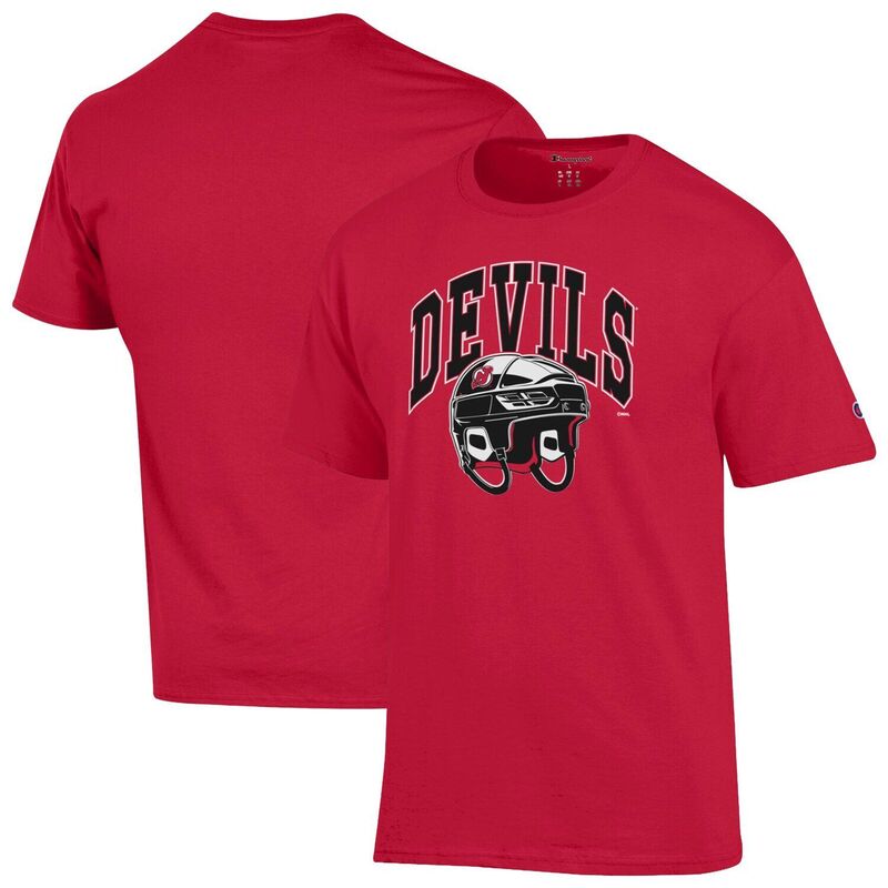 チャンピオン レディース トップス Tシャツ ジャージー Men's Champion Red New Jersey Devils Helmet-Shirt Nhl Red レッド｜ReVida 店
