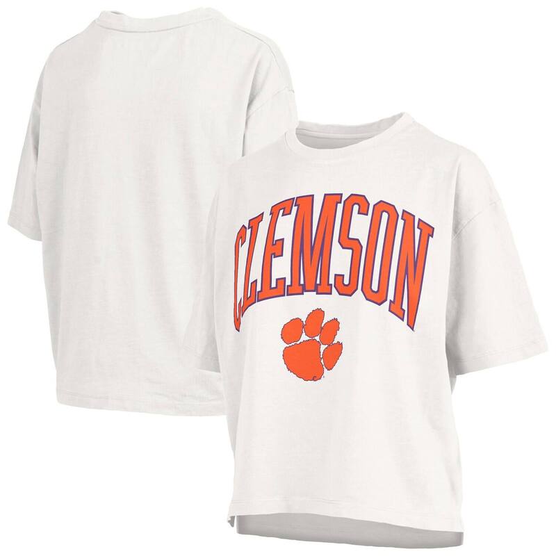押し付けるボックス席 レディース トップス プルオーバー 足し加える大きさ Women\u0027s Pressbox White Clemson Tigers Plusize Nelson Motley Crew Oversized Slub T-Shirt Clm White 白いこと