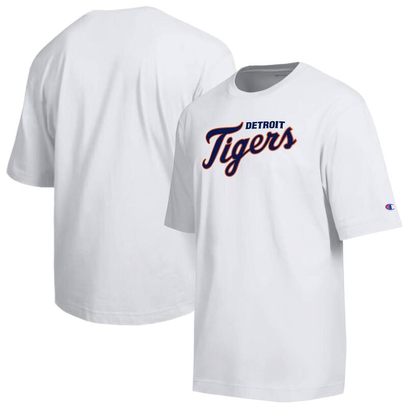 チャンピオン レディース トップス Tシャツ Men Champion White Detroitigers All Starched Chenille Wordmark T-Shirtgr White ホワイト
