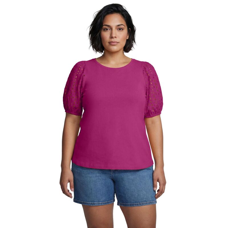 アベニュー レディース トップス プルオーバー つけ加える大きさ Avenue Women\u0027s Plusizeyelet Sleeve Tee Raspberry