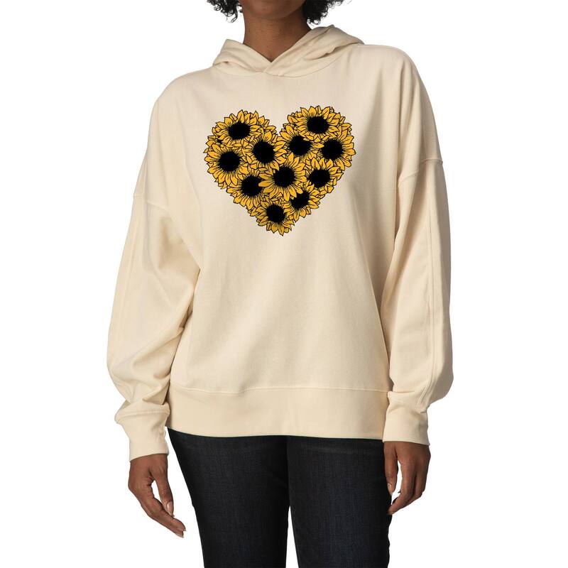 アニメキャラクター レディース トップス Tシャツ スウェット フリース パーカー Licensed Character Women'sunflower Heart Oversized Fleece Hoodie Sweatshirt Cream クリーム|ReVida 店