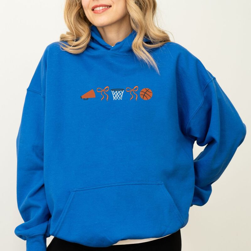 Simply Sage Market レディース トップス ティーシャツ 刺しゅう パーカー グラフィック Simply Sage Market Embroidered Basketball Icons - Women\u0027s Graphic Hoodie Royal レディースファッション-Tシャツ・カットソー