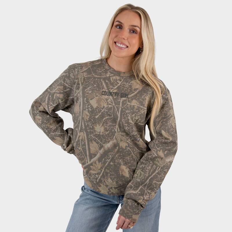 Simply Sage Market レディース トップス Tシャツ スウェット 刺繍 Simply Sage Market Embroidered Country Girl - Women Heavyweight Camo Sweatshirt Camo
