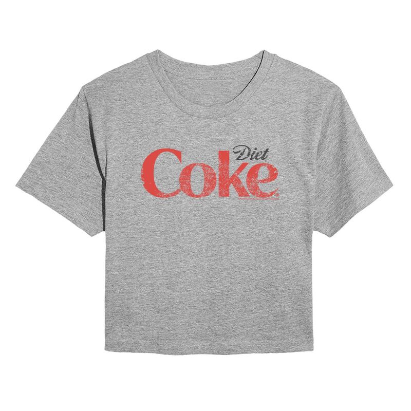 アニメキャラクター レディース トップス Tシャツ クロップド Licensed Character Juniors Diet Coke Distressed Cropped Tee Heather Gray グレー