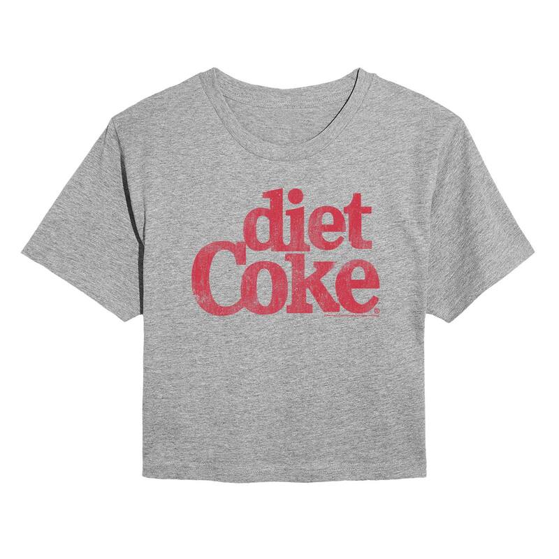 アニメキャラクター レディース トップス Tシャツ クロップド ロゴ Licensed Character Juniors Diet Coke Logo Distressed Cropped Tee Heather Gray グレー
