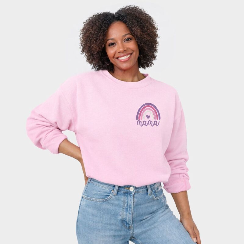 Simply Sage Market レディース トップス プルオーバー 流汗 刺しゅう グラフィック Simply Sage Market Embroidered Mama Rainbow - Women\u0027s Graphic Sweatshirt Light Pink サクラ色