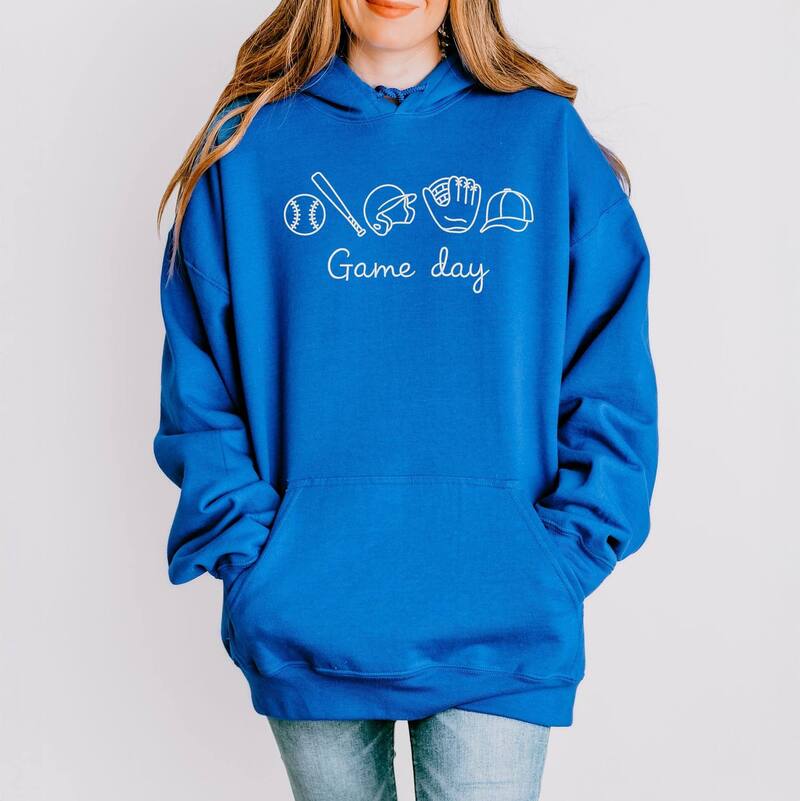 Simply Sage Market レディース トップス プルオーバー 刺しゅう パーカー グラフィック Simply Sage Market Embroidered Baseball Game Day Icons - Women\u0027s Graphic Hoodie Royal