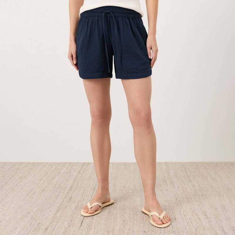 パクト レディース ボトムス ハーフパンツ・ショーツ コットン Pact Organicotton Coastal Double Gauze Curved Hem Short Navy ネイビー|ReVida 店