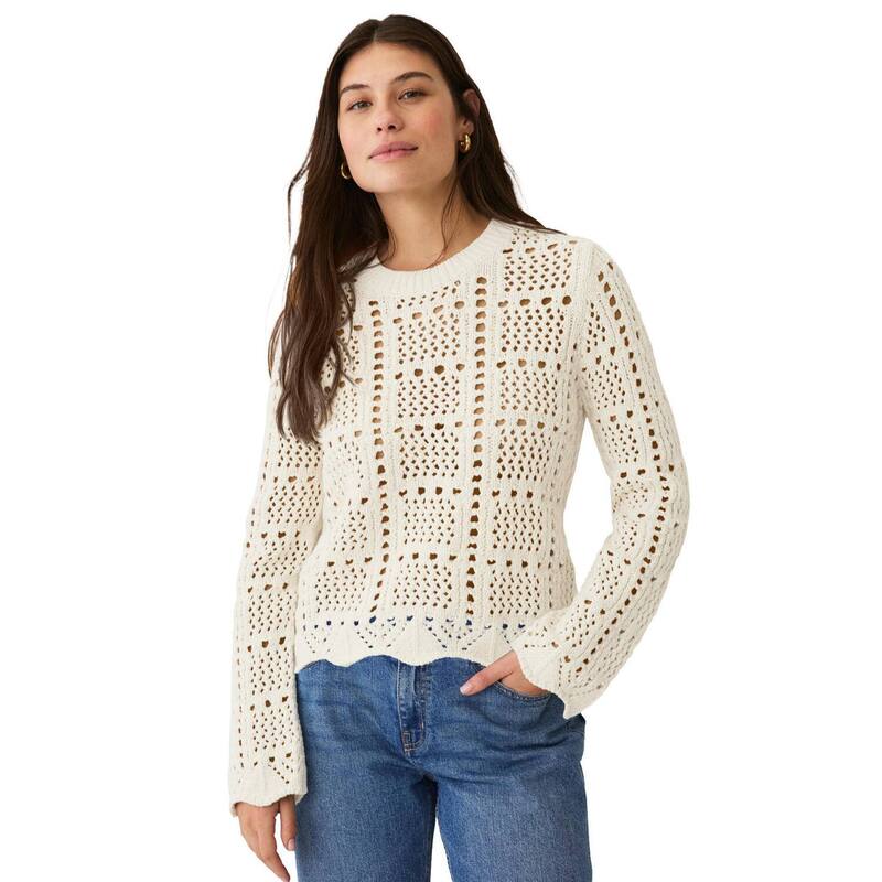 Ellos レディース アウター 編み物・プルオーバー つけ加える大きさ Ellos Plusize Open Work Pullover Ivory 象牙色