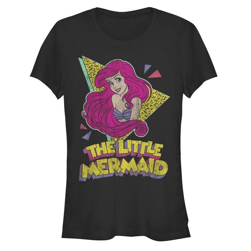 ディズニー レディース トップス Tシャツ Disney Juniors The Little Mermaid Retro Triangle Ariel Fitted Tee Black ブラック