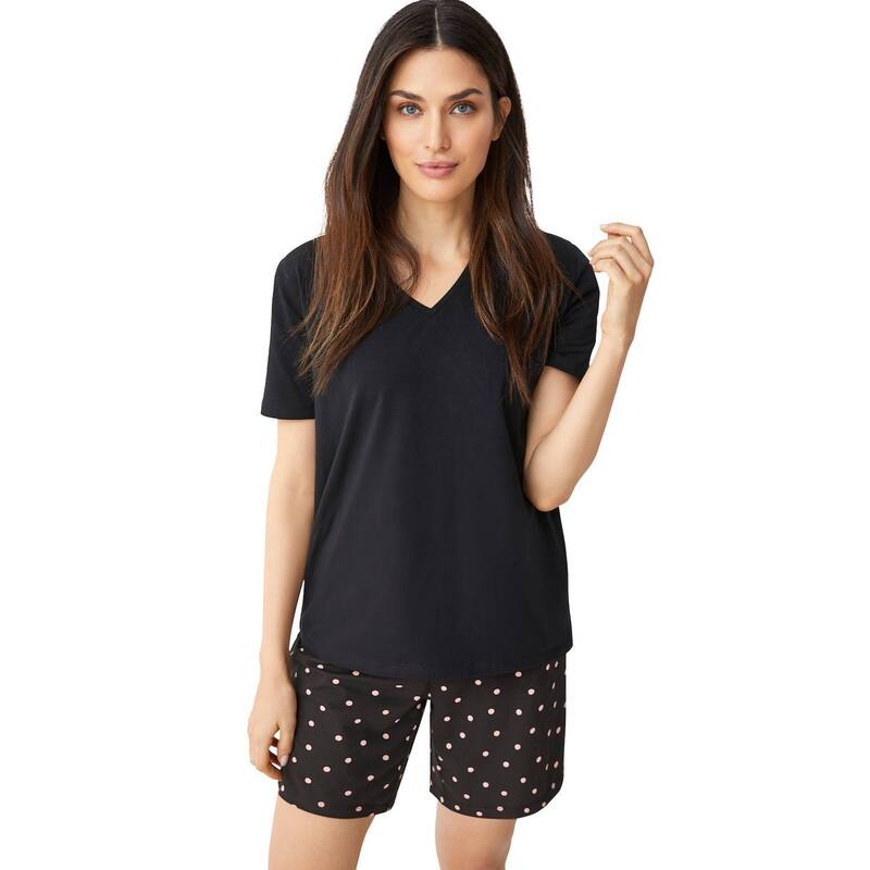 Ellos レディース アンダー御召しもの ナイト爵御召しもの つけ加える大きさ ellos Plusize 2-Piece Short Sleep Set Black Dot 黒いこと