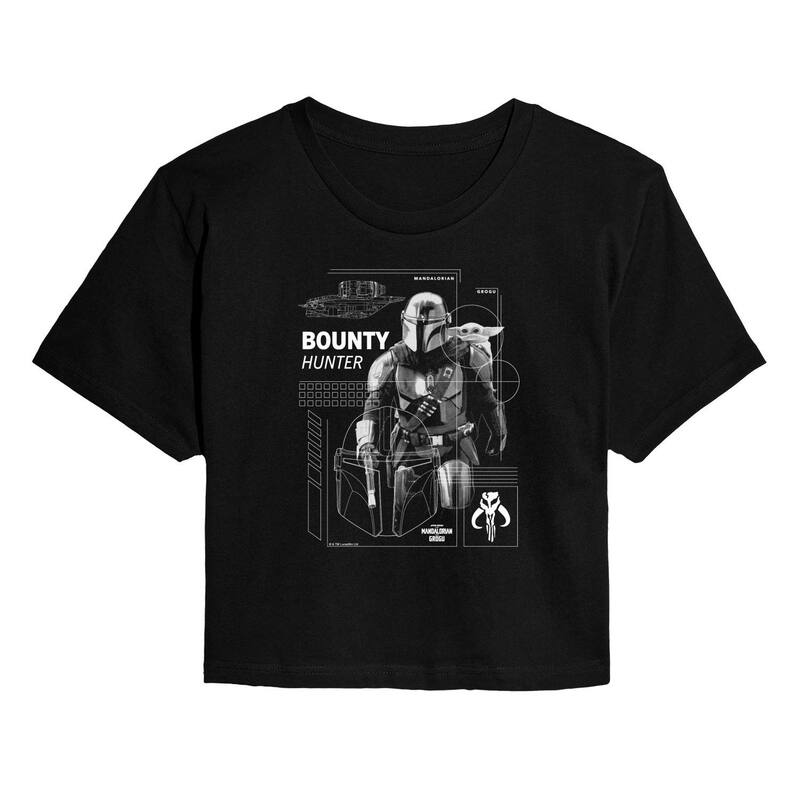 アニメキャラクター レディース トップス Tシャツ クロップド Licensed Character Juniors Star Wars The Mandalorian \u0026 Grogu Bounty Hunter Cropped Tee Black ブラック