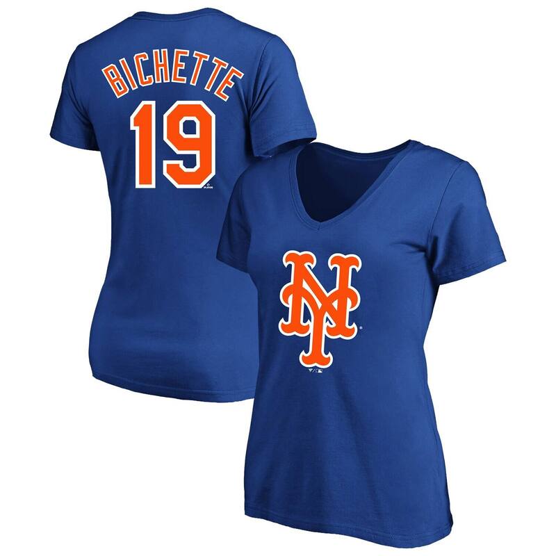 プロファイル レディース トップス プルオーバー Vのど首 足し加える大きさ Women\u0027s Profile Bo Bichette Royal New York Mets Plusize Name \u0026 Number V-Neck T-Shirt Met Blue 青色