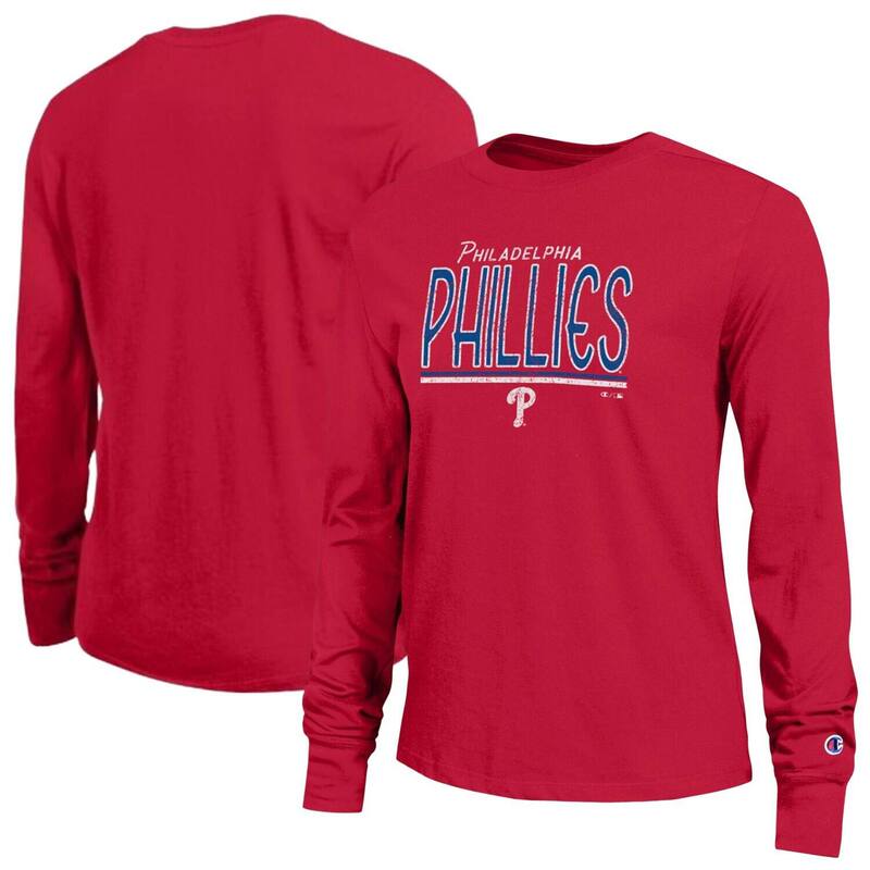 はやりっ児 レディース トップス プルオーバー Women\u0027s Champion Red Philadelphia Phillies Long Sleeve T-Shirt Phl Red 赤いこと