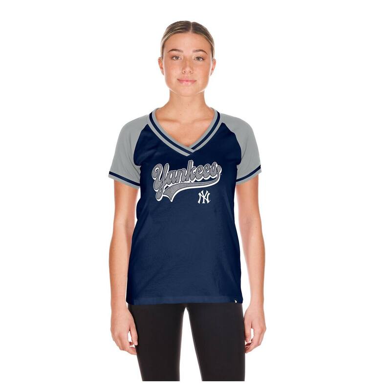 ニューエラ レディース トップス Tシャツ Vネック Women's New Era Navy New York Yankees Gameday V-Neck T-Shirt Ynk Navy ネイビー|ReVida 店