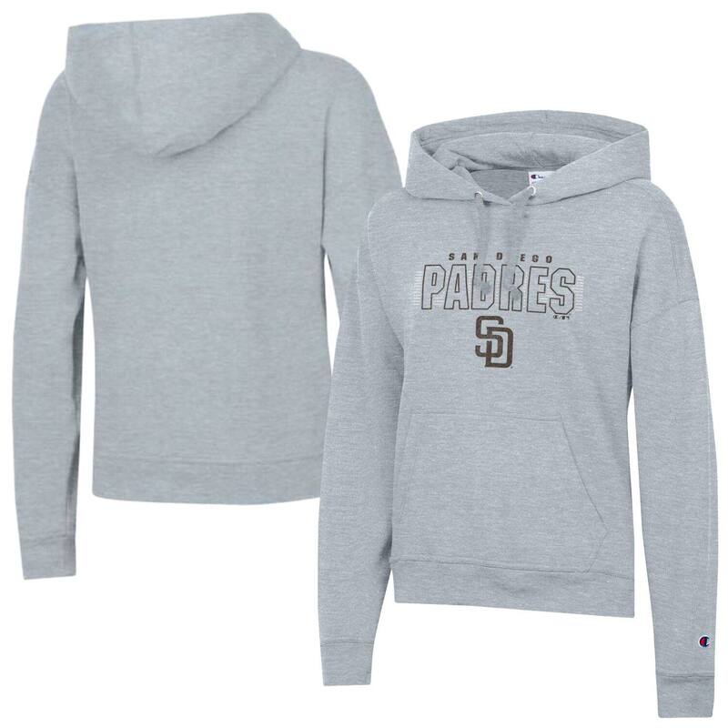はやりっ子 レディース トップス プルオーバー パーカー Women\u0027s Champion Heather Gray San Diego Padres Distressed Powerblend Hoodie Pad Grey 薄墨色