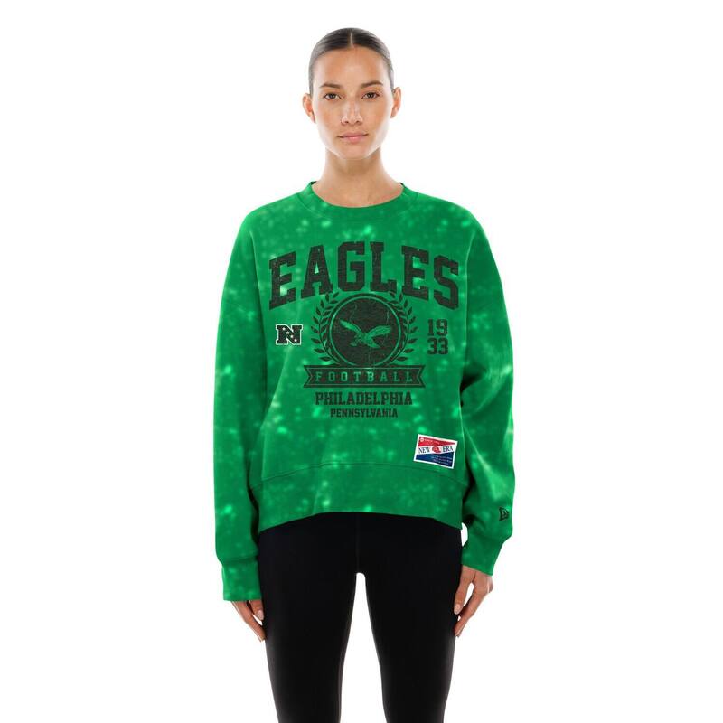 ニュー内鰓 レディース トップス プルオーバー 流汗 Women\u0027s New Era Kelly Green Philadelphia Eagles Throwback Oversized Boxy Sweatshirt Eagreen 緑であること
