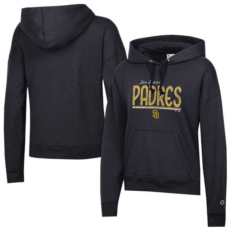 はやりっ子 レディース トップス プルオーバー ヴィンテージ パーカー Women\u0027s Champion Black San Diego Padres Vintage Powerblend Hoodie Pad Black 黒いこと