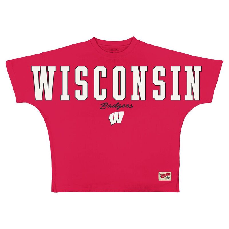 プレスボックス レディース トップス Tシャツ Women Pressbox Red Wisconsin Badgers Flannigan Oversized T-Shirt Wis Red レッド