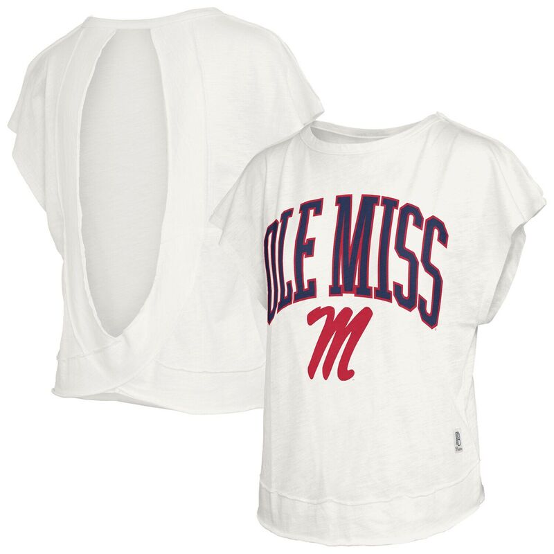 押し付けるボックス席 レディース トップス プルオーバー 開けっ広げうしろ側 Women\u0027s Pressbox Cream Ole Miss Rebels Nelson Movement Open Back Slub T-Shirt Ole Beige ベージュ