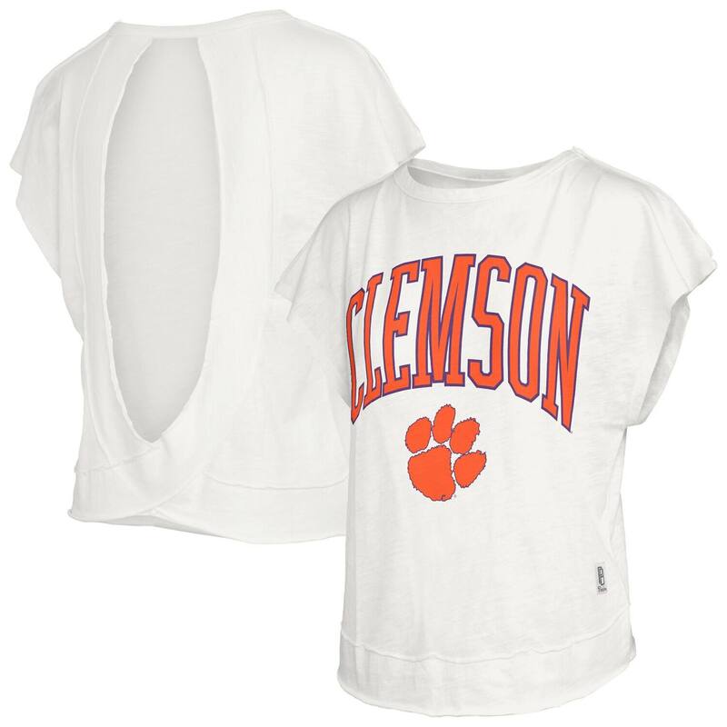 押し付けるボックス席 レディース トップス プルオーバー 明けっ広げうしろ側 Women\u0027s Pressbox Cream Clemson Tigers Nelson Movement Open Back Slub T-Shirt Clm Beige ベージュ