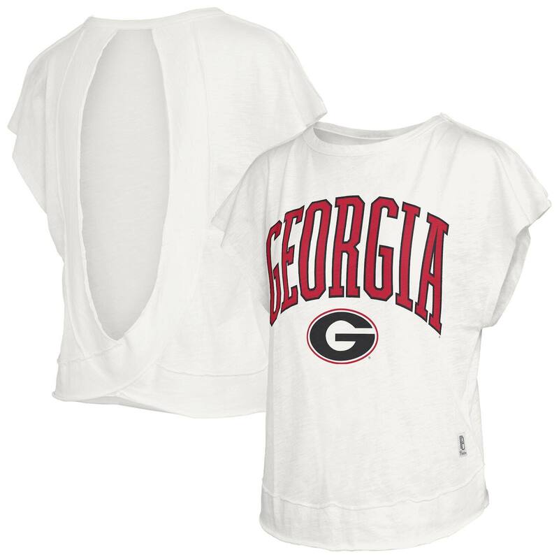 押し付けるボックス席 レディース トップス プルオーバー 明けっ広げうしろ側 Women\u0027s Pressbox Cream Georgia Bulldogs Nelson Movement Open Back Slub T-Shirt Uga Beige ベージュ