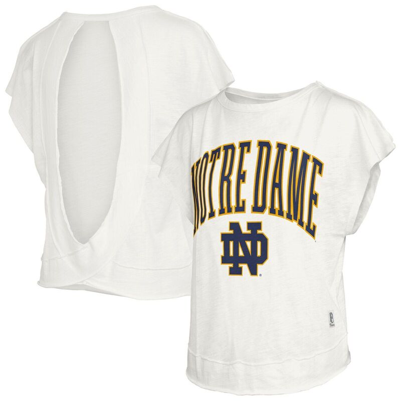 押し付けるボックス席 レディース トップス プルオーバー 明けっ広げうしろ側 Women\u0027s Pressbox Cream Notre Dame Fighting Irish Nelson Movement Open Back Slub T-Shirt Ntd Beige ベージュ