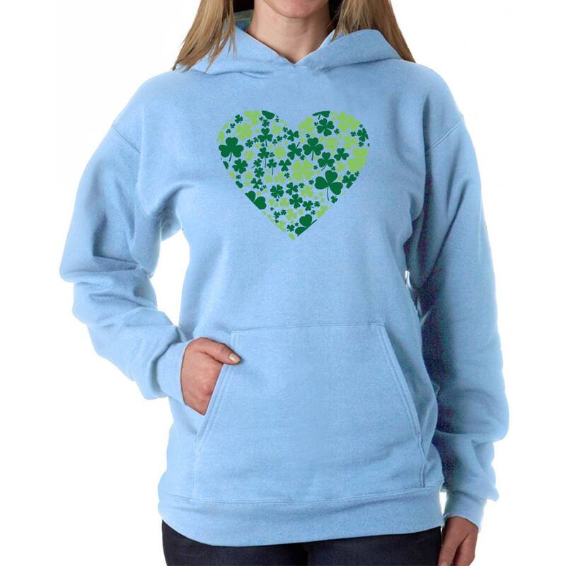 エルエーポップアート レディース トップス ティーシャツ 流汗 天使の都市 Pop Art Clover Heart - Women\u0027s Word Art Hooded Sweatshirt Blue 青色 レディースファッション-Tシャツ・カットソー