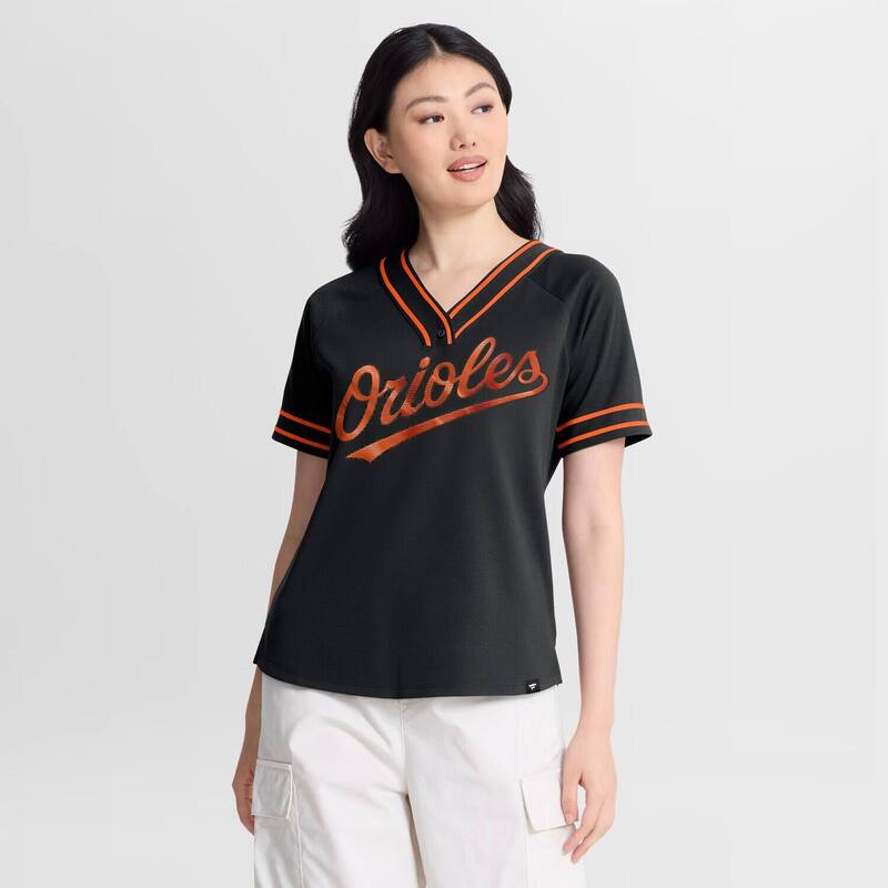 ファナティクス レディース トップス プルオーバー V素っ首 Women\u0027s Fanatics Black Baltimore Orioles Diva Race Ahead Raglan V-Neck T-Shirt Orl Black 黒いこと