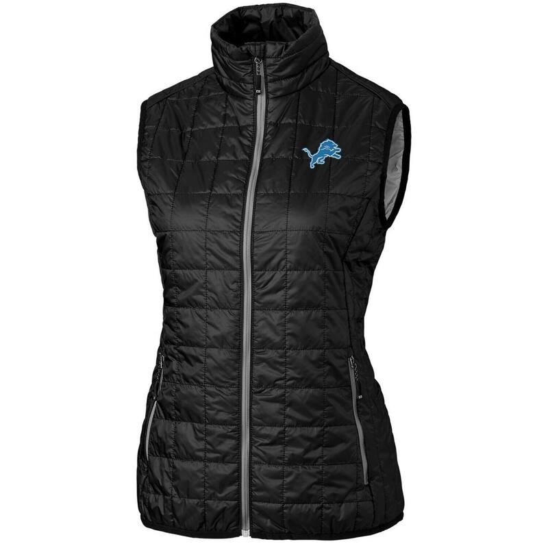 截断機アンドうしろ側 レディース アウター 上衣・上衣 限りない Women\u0027s Cutter \u0026 Buck Black Detroit Lions Rainier PrimaLoft Eco Full-Zip Vest Lns Black 黒いこと