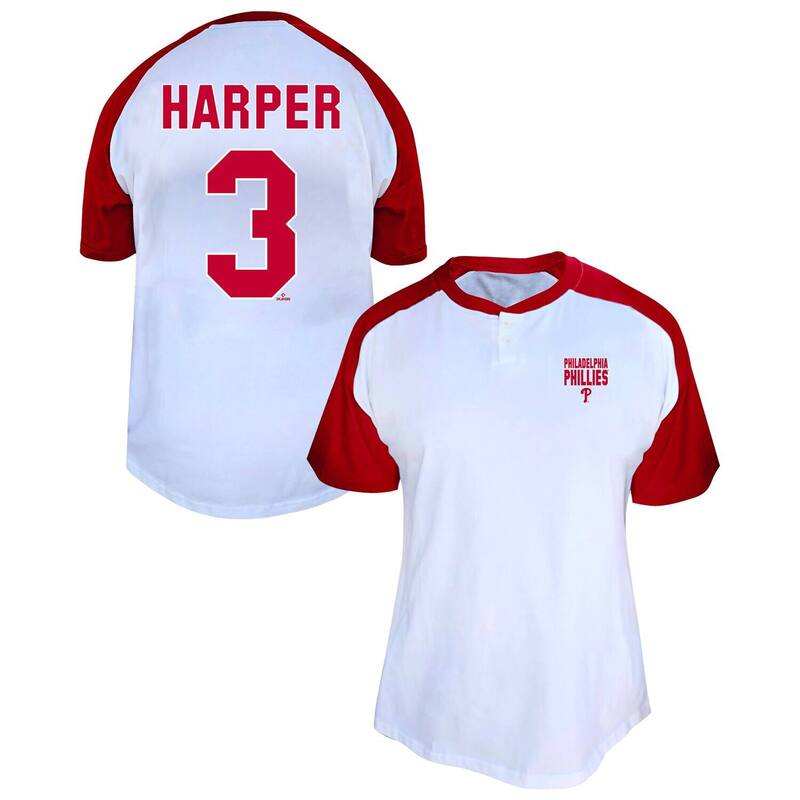 プロファイル レディース トップス プルオーバー つけ加える大きさ Women\u0027s Profile Bryce Harper White Philadelphia Phillies Plusize Name \u0026 Numberaglan Henley T-Shirt Phl White 白いこと