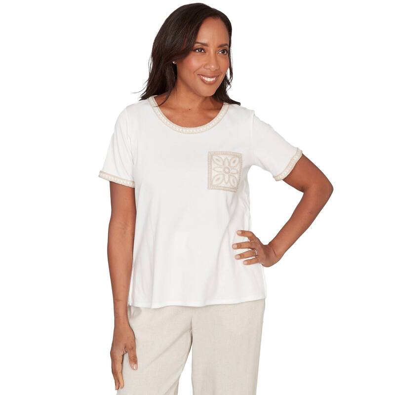 アルフレッド ダナー レディース トップス プルオーバー Women\u0027s Alfredunner Crochet Pocket Short Sleeve Tee White 白いこと