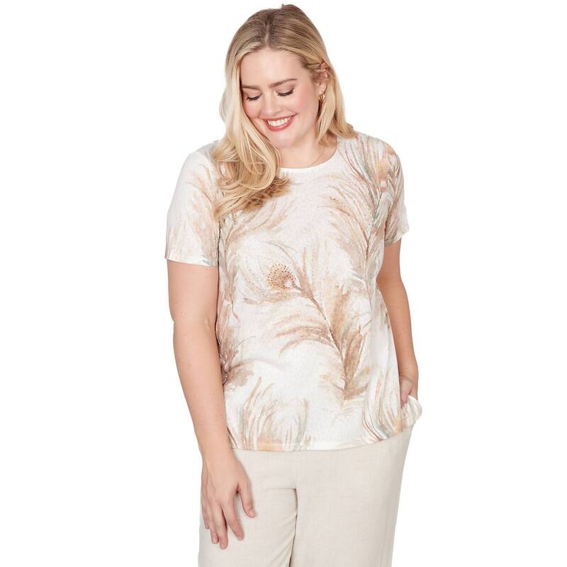 アルフレッド ダナー レディース トップス プルオーバー 刷り上げる Women\u0027s Alfredunner Feather Print Short Sleeve Tee Neutral Multi マルチ色つや