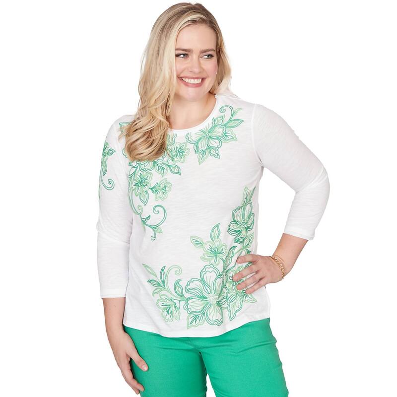 アルフレッド ダナー レディース トップス プルオーバー 刺しゅう Women\u0027s Alfredunner Tropical Flower Embroidered Top White 白いこと