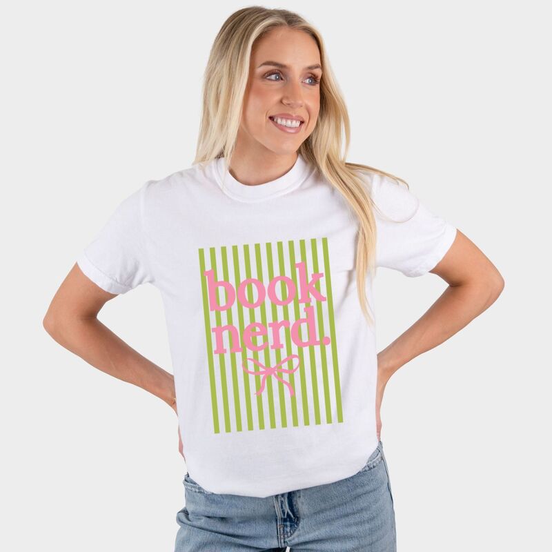 Simply Sage Market レディース トップス Tシャツ グラフィック Simply Sage Market Green Book Nerd Stripes - Women's Garment Dyed Graphic T-Shirt White ホワイト|ReVida 店