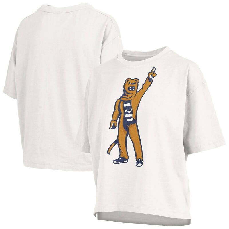 押しつけるボックス席 レディース トップス ティーシャツ Women\u0027s Pressbox White Penn State Nittany Lions Big Canvas Puff Castillo Motley T-Shirt Pst White 白いこと レディースファッション-トップス