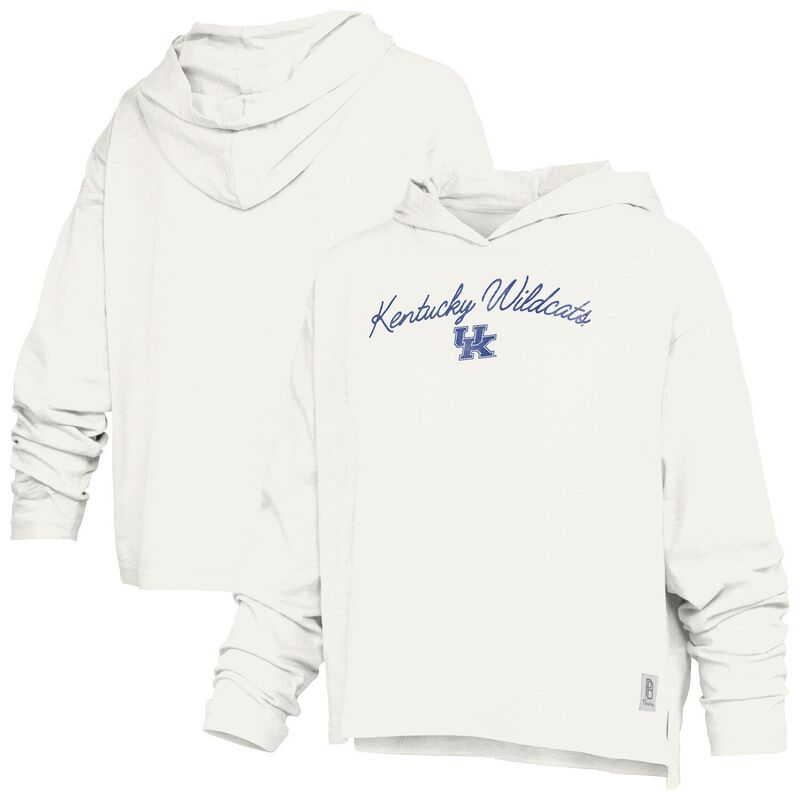 押し付けるボックス席 レディース トップス ティーシャツ Women\u0027s Pressbox White Kentucky Wildcats Faye Long Sleeve Hooded T-Shirt Ken White 白いこと Tシャツ・カットソー-レディースファッション-トップス