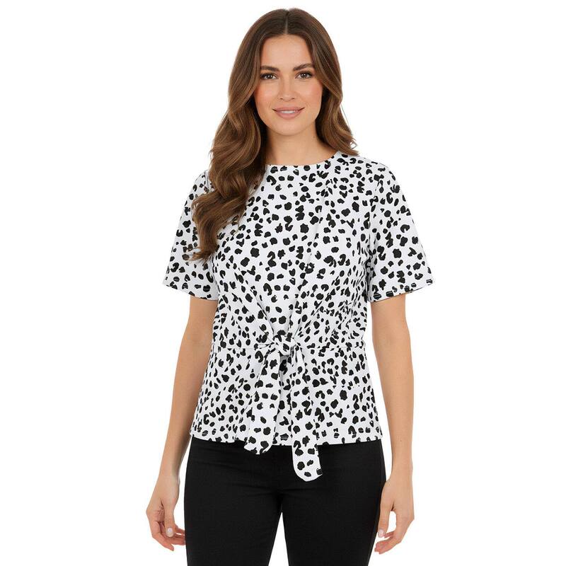 ジェシカ英国の首都 レディース トップス プルオーバー 粘土つけ加える大きさ Jessica London Women\u0027s Plusize Stretch Crepe Tie Waistop White Cheetah Dot 白いこと