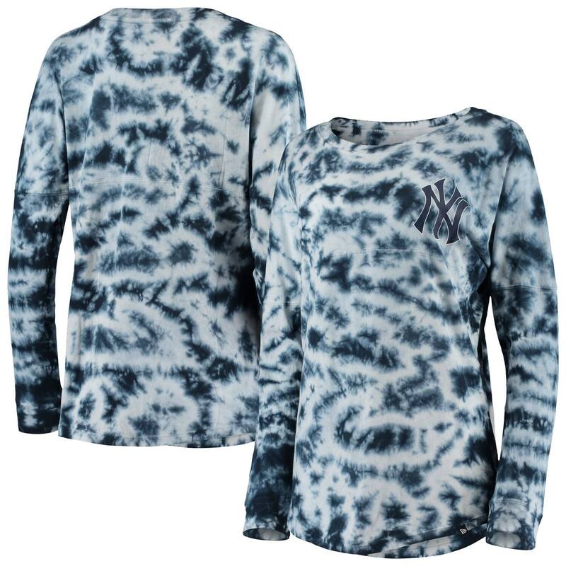 ニュー内鰓 レディース トップス プルオーバー Women\u0027s New Era Navy New York Yankees Tie-Dye Long Sleeve T-Shirt Ynk Navy 米国海軍