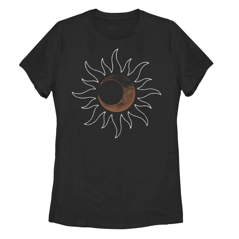 アニメキャラクター レディース トップス Tシャツ グラフィック Licensed Character Juniors Trendy Sun \u0026 Crescent Moon Burst Graphic Tee Black ブラック
