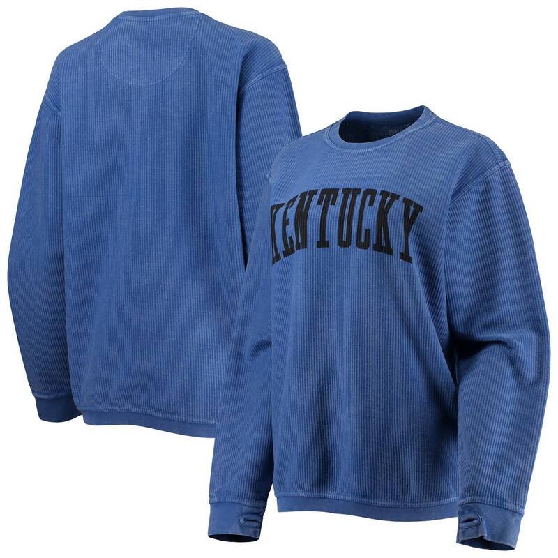 押し付けるボックス席 レディース トップス プルオーバー ヴィンテージ 流汗 Women\u0027s Pressbox Royal Kentucky Wildcats Comfy Cord Vintage Wash Basic Arch Pullover Sweatshirt Ken Blue 青み