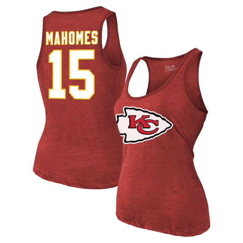 マジェスティック レディース トップス プルオーバー Women\u0027s Majestic Threads Patrick Mahomes Red Kansas City Chiefs Name \u0026 Number Tri-Blend Tank Top Chf Red 赤いこと