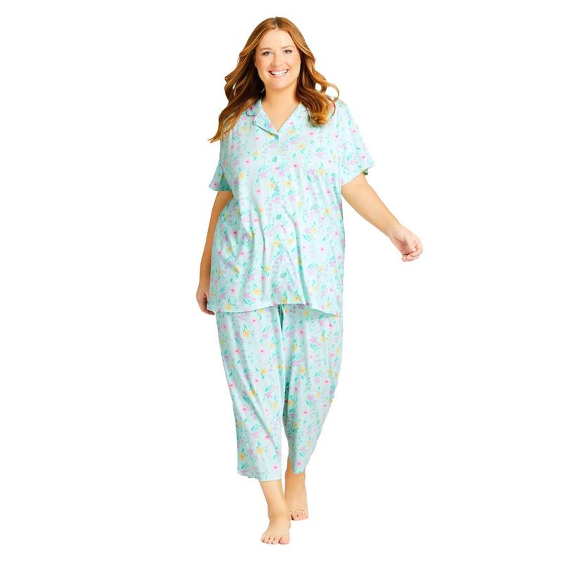 アベニュー レディース アンダーウェア ナイトウェア プラスサイズ Avenue Women's Plusize Button Up Sleep Top Floral｜ReVida 店 8,745円